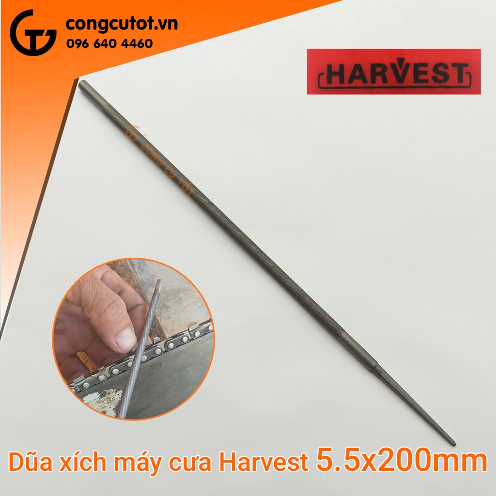 Dũa xích máy cưa Φ5.5 x 200mm bước xích 404 Harvest