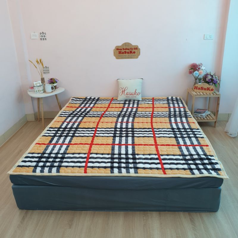 Thảm nỉ nhung trải giường đa năng 3 lớp siêu ấm HASUKO drap giường tấm trải giường các kích thước