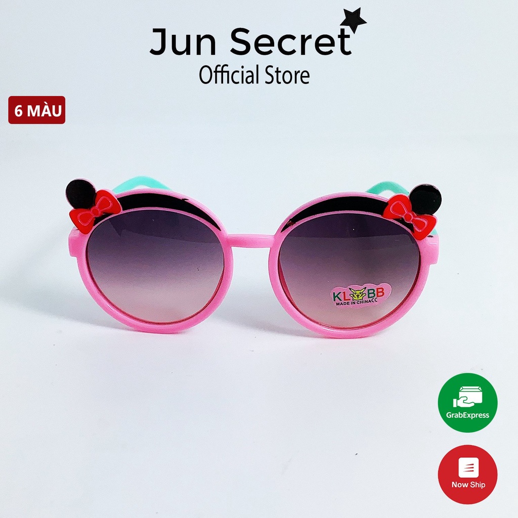 Kính mát trẻ em form ôm mặt Jun Secret tròng đính hoa dễ thương dành cho bé trai và bé gái từ 1 tới 5 tuổi JS202207