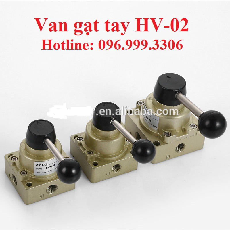 Van gạt tay HV-02 khí nén 3 vị trí, 4 cửa, ren 13mm giá sỉ