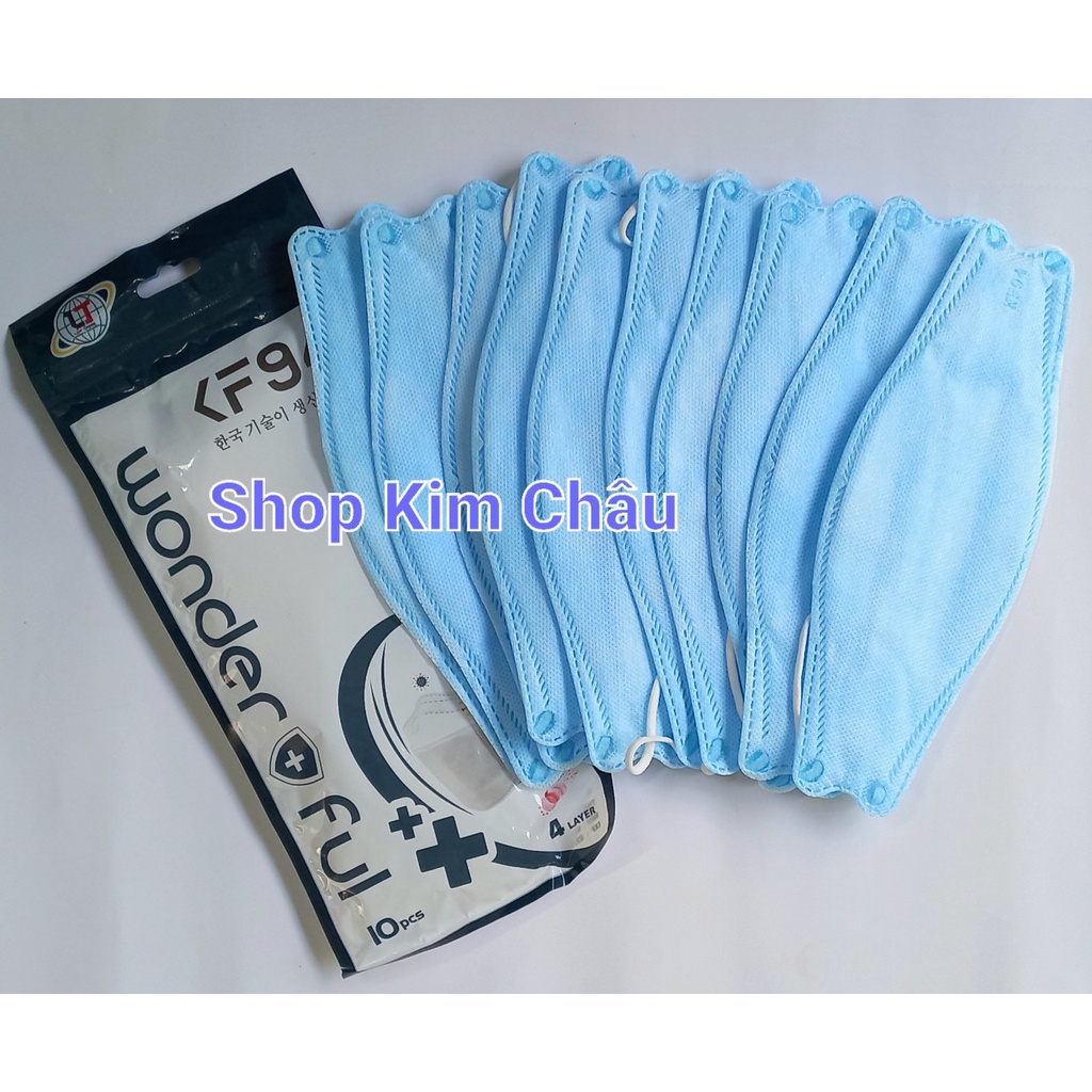 [Màu xanh] Khẩu trang 4D KF94 Lâm Thịnh 4 lớp - túi 10 cái