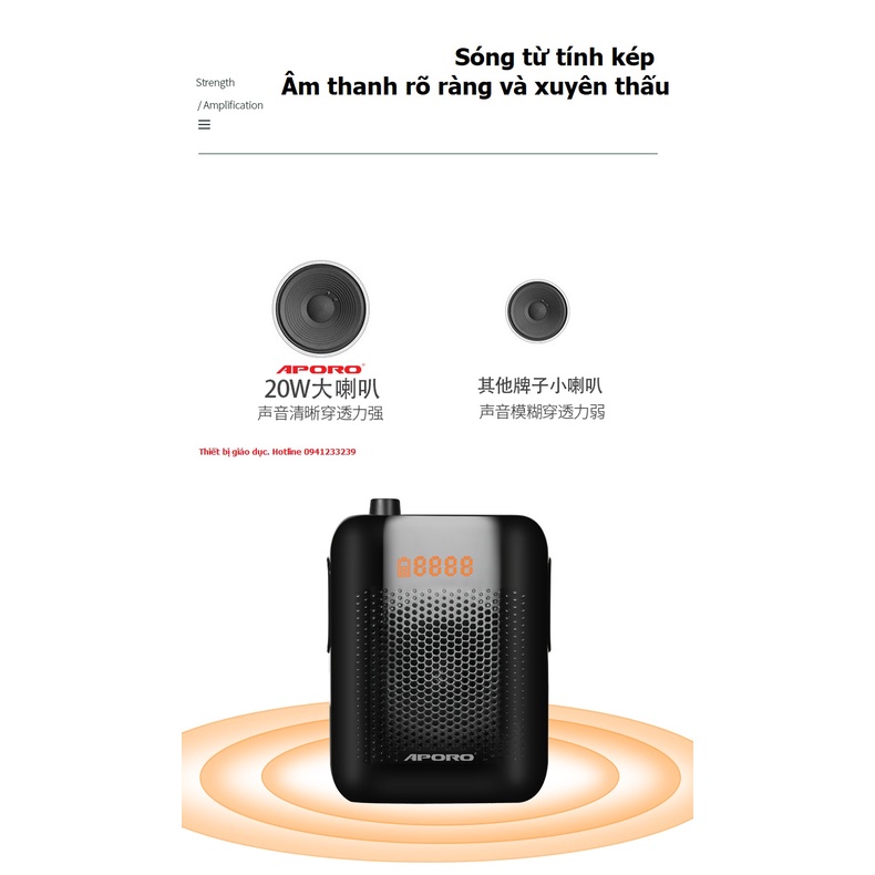 Máy Trợ Giảng Không Dây Aporo T30 UHF Kết Nối Bluetooth 5.0 Chính hãng