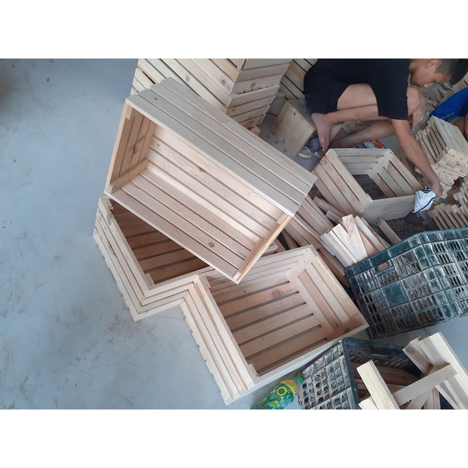 [Siêu Sale] Box gỗ trang trí - Hộp trang trí - Hộp pallet đa năng 35 x 50 x sâu 20cm - HPKTT 04