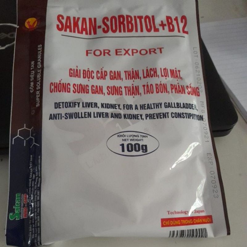 Sorbitol b12 giải độc gan bổ gan thận, táo bón phân sống tốt cho tiêu hóa thú y lợn gà vịt ngan chó mèo chim gà chọi đá