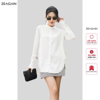 Áo sơ mi dây buộc sườn vải lụa mềm mại 20AGAIN ASA1475