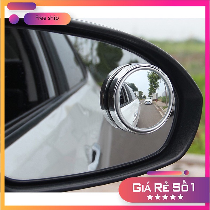Phụ Kiện Xe Ô Tô Easylife Gương Cầu Lồi Có Viền Gắn Kính Hậu - Gương Lồi Xoay 360 Độ Xóa Điểm Mù Tráng Bạc ôto