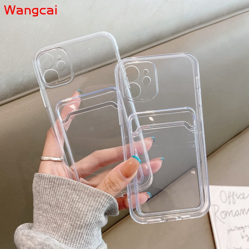 Ốp điện thoại trong suốt có ngăn đựng thẻ cho OPPO A16 A15 A15s A35 2021 A12e A3s A9 A5 2020 Reno 6Z