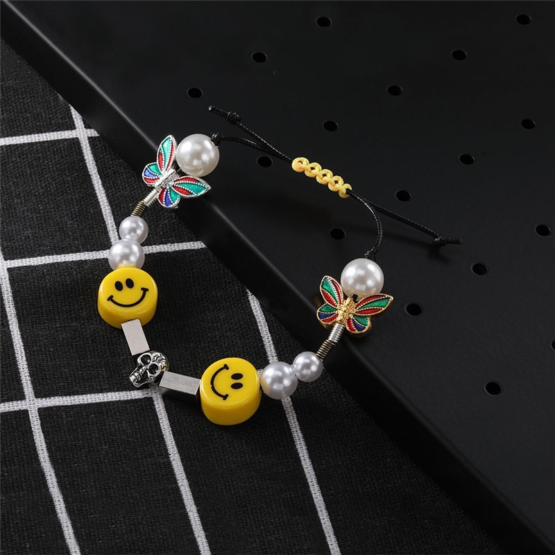 Vòng Tay Chuỗi Hạt Ngọc Trai Mặt Cười Thời Trang Cá Tính