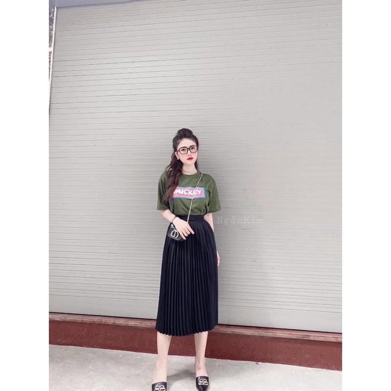 K] K] Chân váy xếp ly dài🌸kèm túi zip 🌸