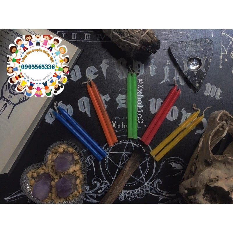 Nến đủ màu thắp sáng lồng đèn size nhỏ - Nến xem bói, xem bài Tarot - Đèn cầy thắp lồng đèn