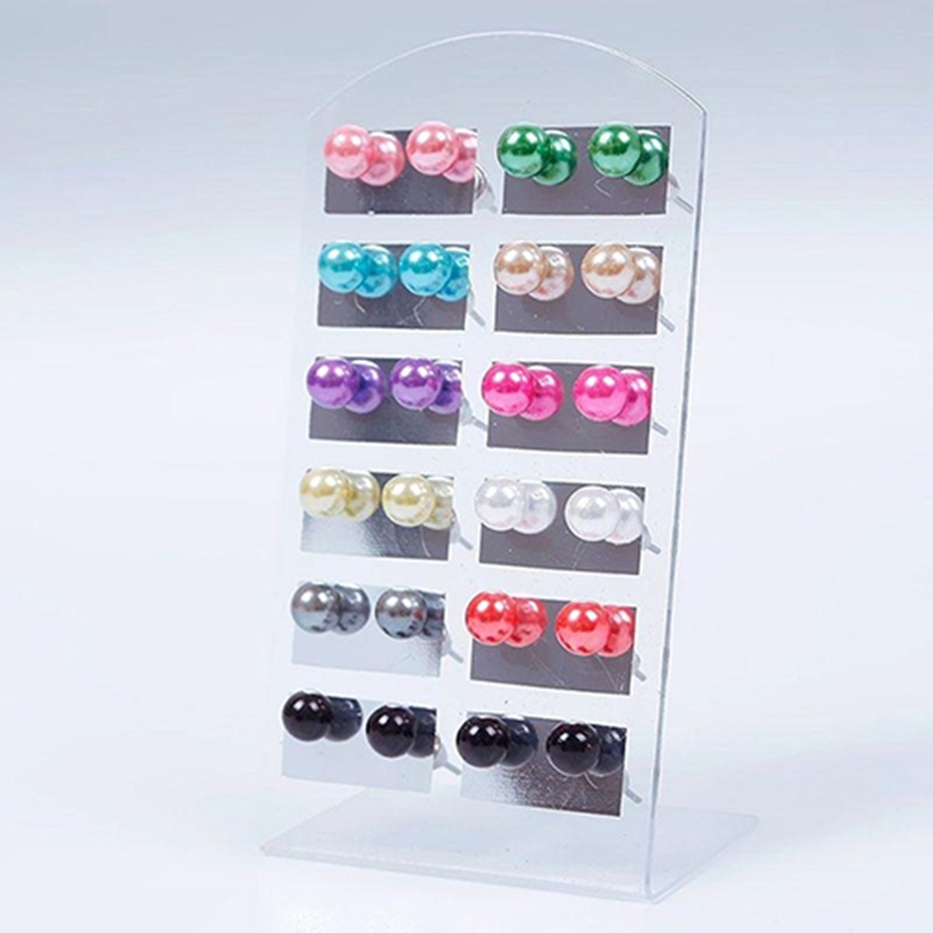 Bộ 12 Đôi Khuyên Tai Đính Ngọc Trai Nhân Tạo Hình Quả Cầu Nhiều Màu Tùy Chọn Cho Nữ