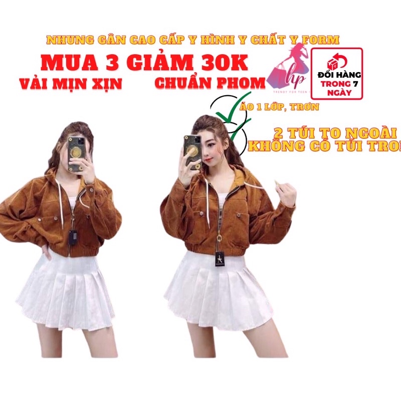 Áo Khoác Lửng Cao Cấp Nhung gân Tăm Thời Tramg 2020- Hàng Có Sẵn-Ảnh Thật Kèm Video-AK15