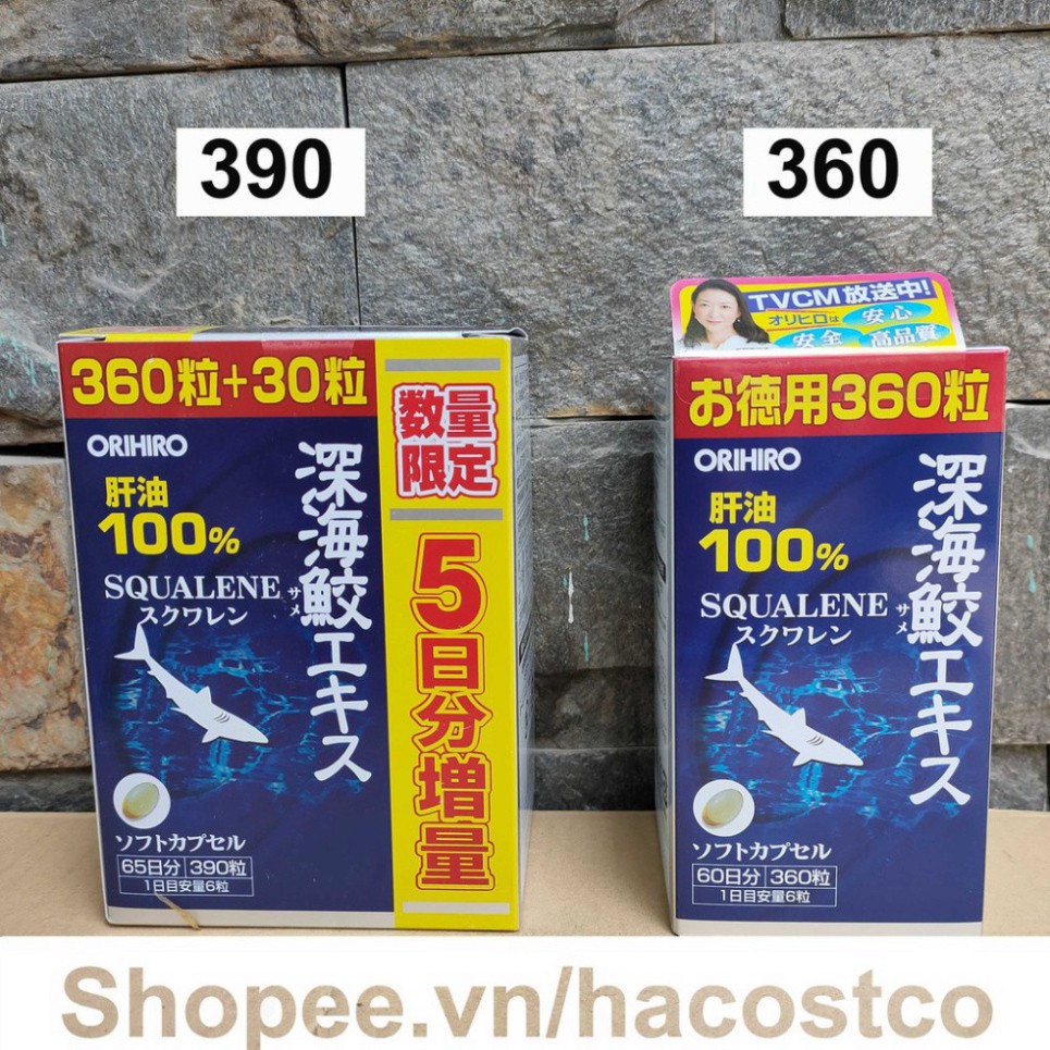 ĐẠI TIỆC Viên uống Orihiro Shark Squalene 360viên chiết xuất dầu gan cá mập sụn vi cá mập Japan ĐẠI TIỆC