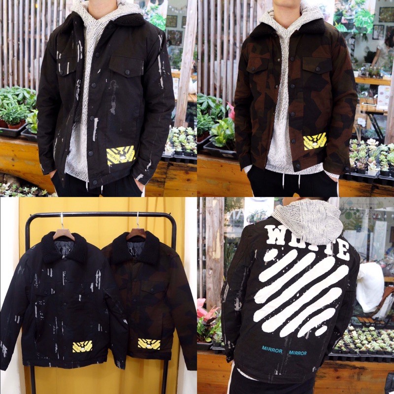 Áo khoác phao kaki trần bông hoạ tiết camo OFF WHITE Unisex