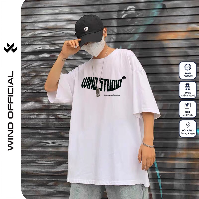 Áo phông unisex form rộng WIND tay lỡ oversize thun 100% cotton Studio nam nữ ulzzang | BigBuy360 - bigbuy360.vn