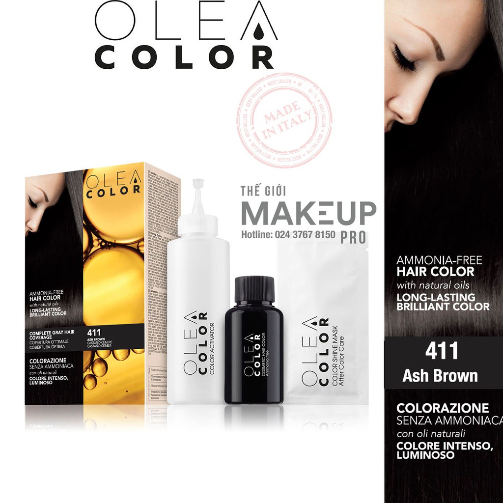 [người bán địa phương] [ĐEN ÁNH] Thuốc Nhuộm Tóc Thảo Dược Bền Màu Olea Color - The gioi make up pro