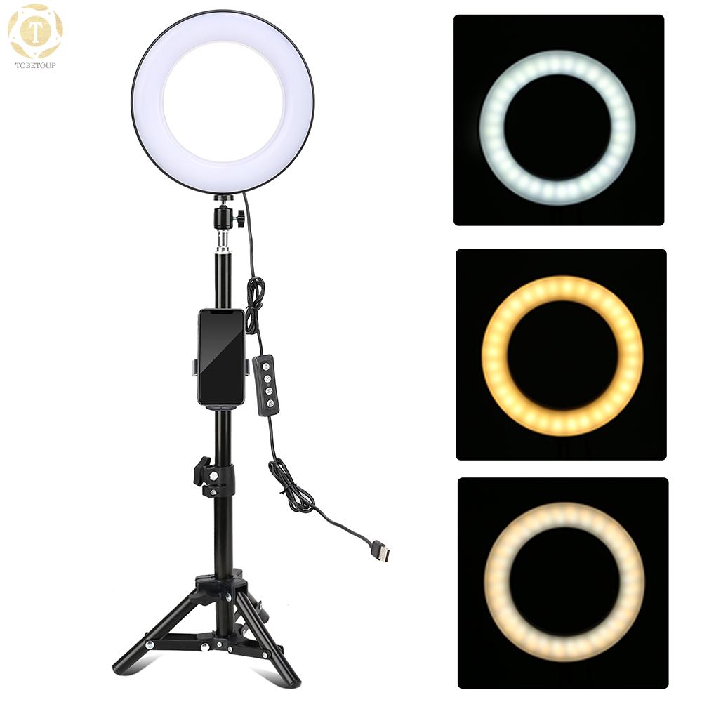 Shipped within 12 hours】 ZOMEI 8 Inch Desktop LED Ring Light 3 Lighting Modes Dimmable USB Powered with Phone Holder Mini Ball Head Tripod Stand Remote Control for Live Video Recording Network Broadcast Selfie Makeup Photography Lamp [TO]