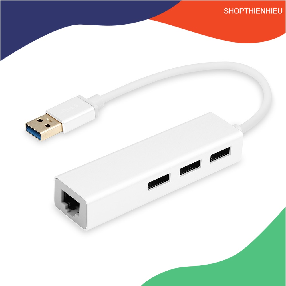 Cáp Chuyển USB 3.0 Sang Mạng Lan Tốc Độ 10/100 Mbps Gigabit Tích Hợp 3 Công USB 3.0 Tiện Lợi Chất Lượng