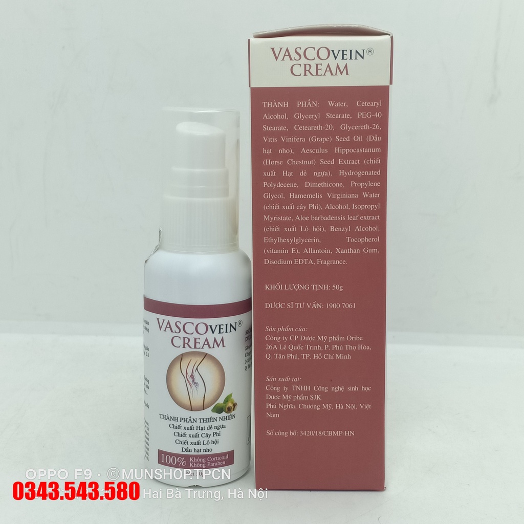 Gel thoa Vascovein cream 50g – Chống suy giãn tĩnh mạch