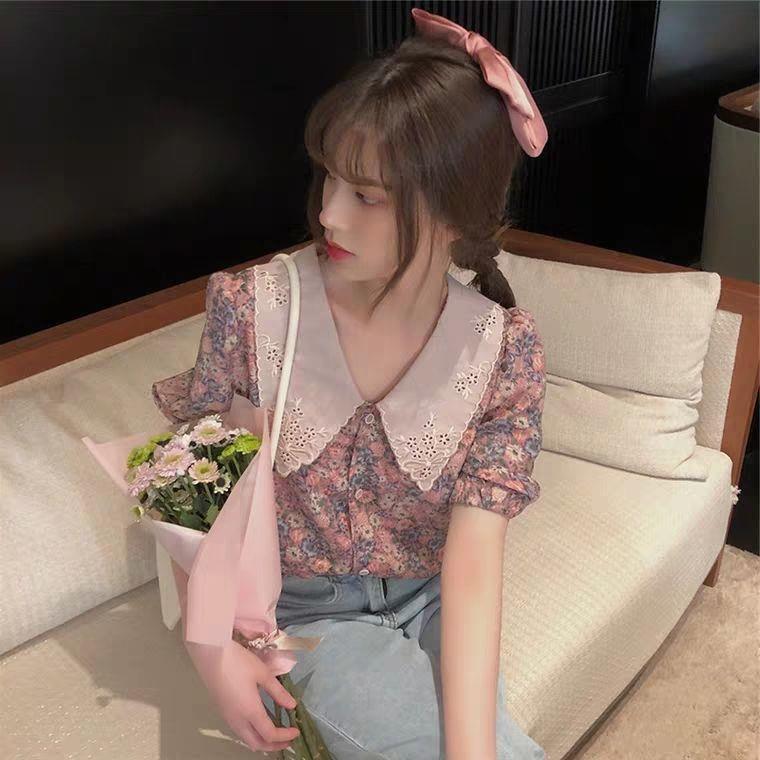 Áo voan kiểu họa tiết hoa dễ thương cho nữ