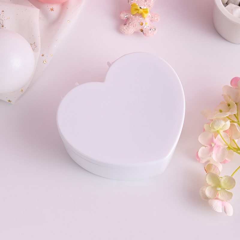 Hộp Đựng Đồ Trang Điểm Hai Tầng Bằng Nhựa Màu Hồng Kèm Gương Hình Trái Tim Dễ Thương