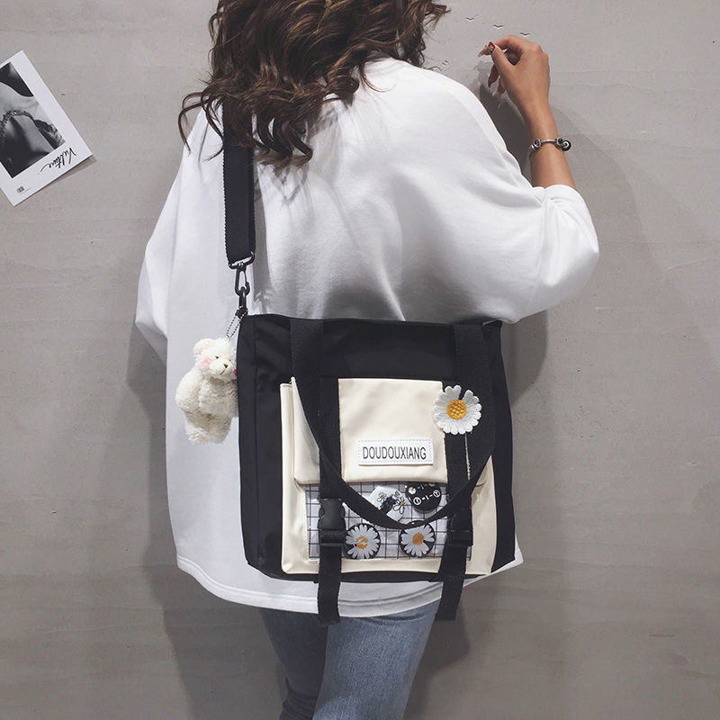 [Mã FASHIONCB264 giảm 10K đơn bất kỳ] Túi Xách Canvas Họa Tiết Hoa Cúc Phong Cách Nhật Bản 2021 Cho Nữ