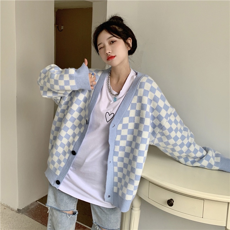 Áo Khoác Cardigan Dệt Kim Tay Dài Dáng Rộng Phong Cách Retro Hàn Quốc Đơn Giản Cho Nữ