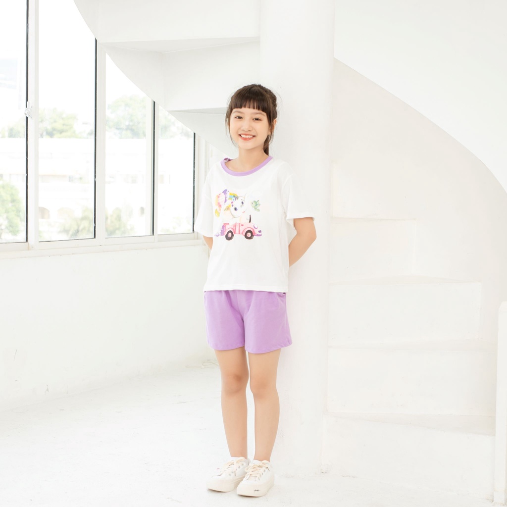 Quần áo trẻ em tay ngắn, hình in dễ thương, chất vải dày mịn thoáng mát, 18-40 kg, Kyo293 shop, K21