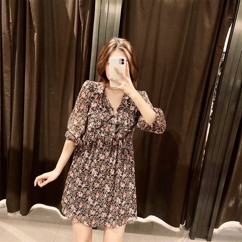 Zara Morocco full tag - đầm Zara voan hoa nhí xinh đẹp