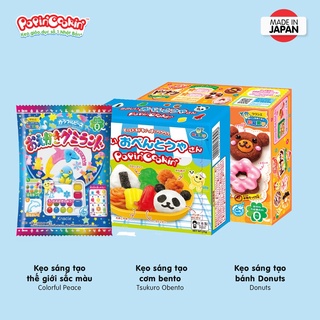 Combo 3 hộp kẹo Popin Cookin đồ chơi sáng tạo ăn được: Cơm Bento + Bánh Donut + Sắc Màu chính hãng [Popin Cookin]