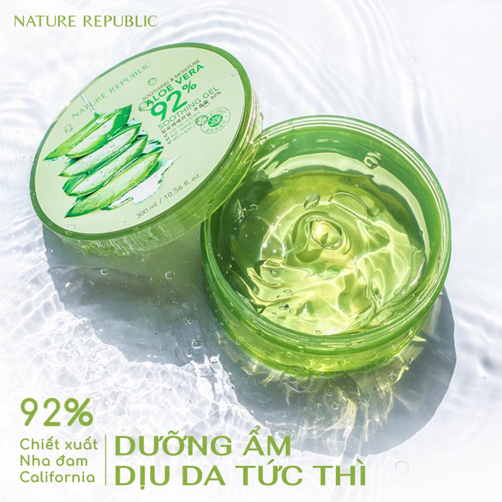 Gel Nha Đam Nature Republic Dưỡng Ẩm 92% Chính Hãng Hàn Quốc - Aloe Vera Nha Đam Lô Hội Dịu Da Đa Năng Skincare Dezy