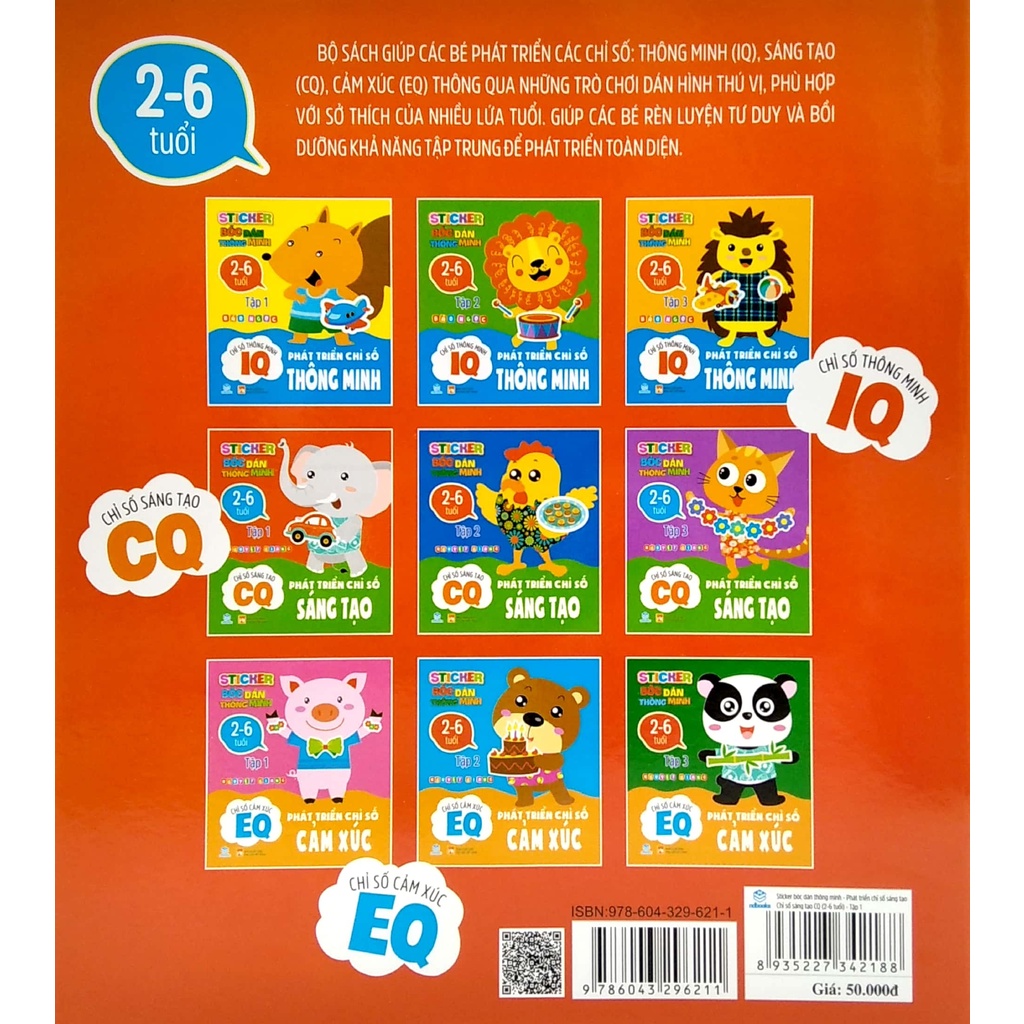 Sách Sticker Bóc Dán Thông Minh - Phát Triển Chỉ Số Sáng Tạo - Tập 1 (2-6 Tuổi)