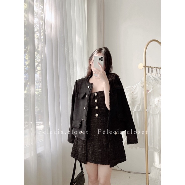 Áo dạ Tweed trơn tua rua | BigBuy360 - bigbuy360.vn