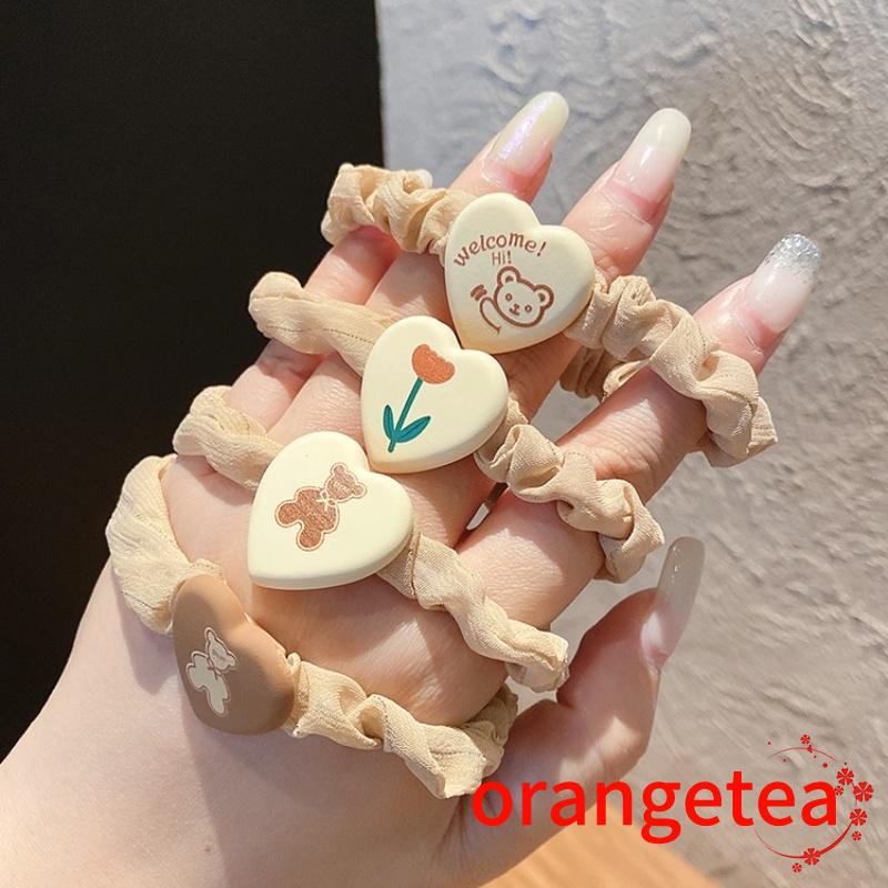 Dây buộc tóc trang trí hình trái tim hoạt hình phong cách Hàn Quốc dễ thương dành cho bé gái
