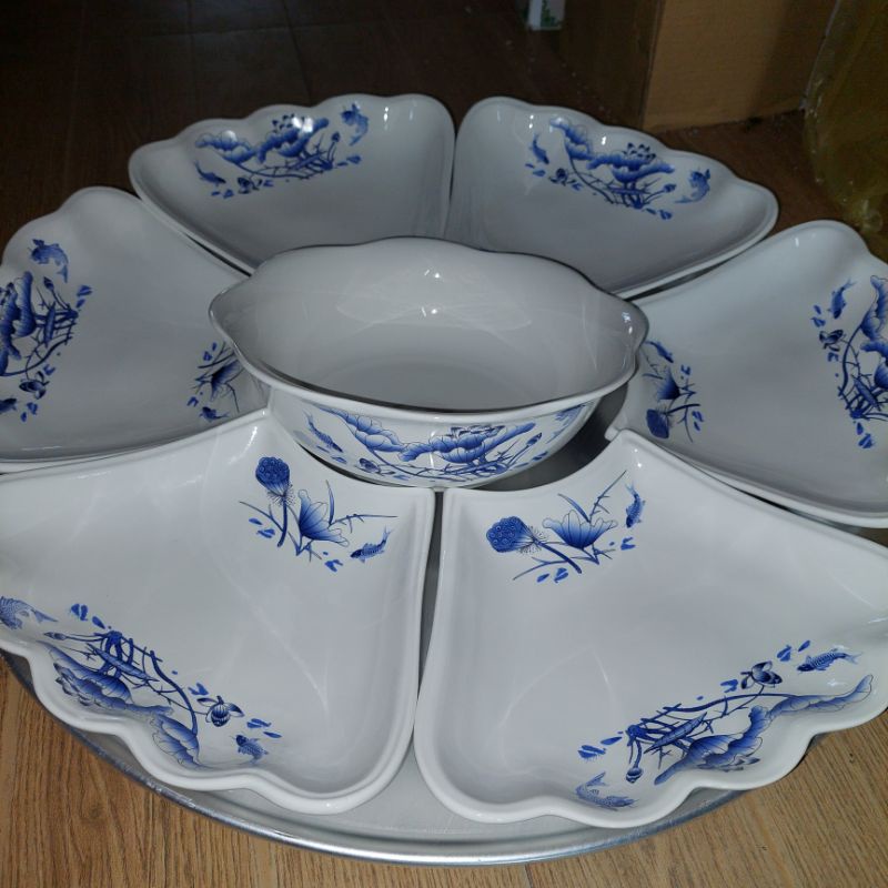 Bộ bát đĩa hoa mặt trời  lá sen giá rẻ cao cấp Minh Châu 7 chi tiêt.