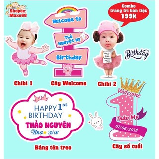 Chibi sinh nhật cho bé gái - Nhiều mẫu