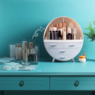Kệ đựng mỹ phẩm tròn cao cấp có cánh tủ bảo quản mỹ phẩm, chống bụi - Kệ đựng đồ trang điểm có ngăn kéo tiện lợi