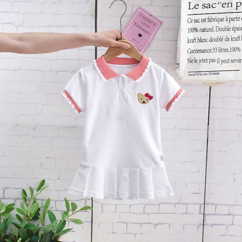 Đầm Chữ A Cổ Bẻ In Họa Tiết Hoạt Hình Thời Trang Cho Bé Gái