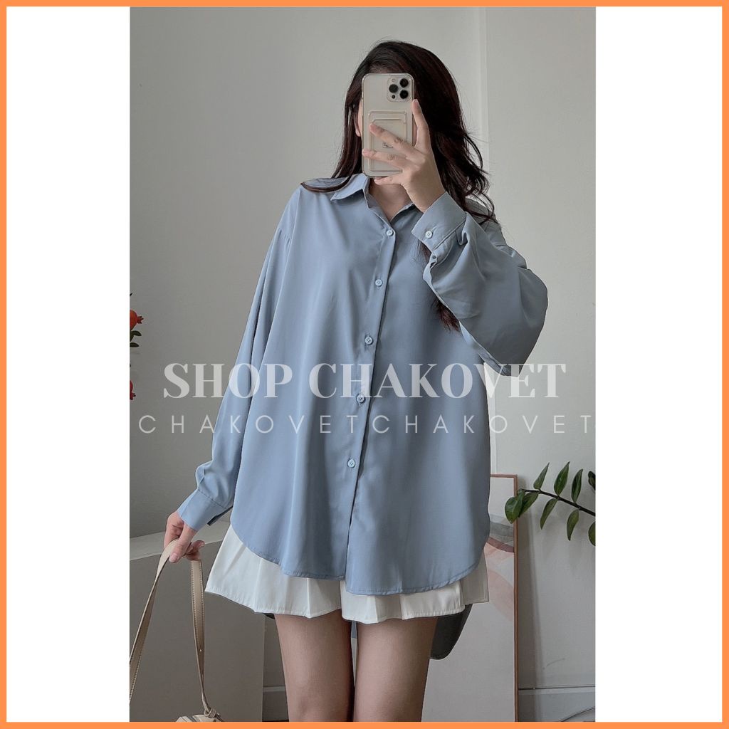 Áo sơ mi nữ tay dài Hot Trend A8419 Áo vạt bầu Ulzzang form rộng phong cách Hàn Quốc cực xinh xắn - CHAKOVET