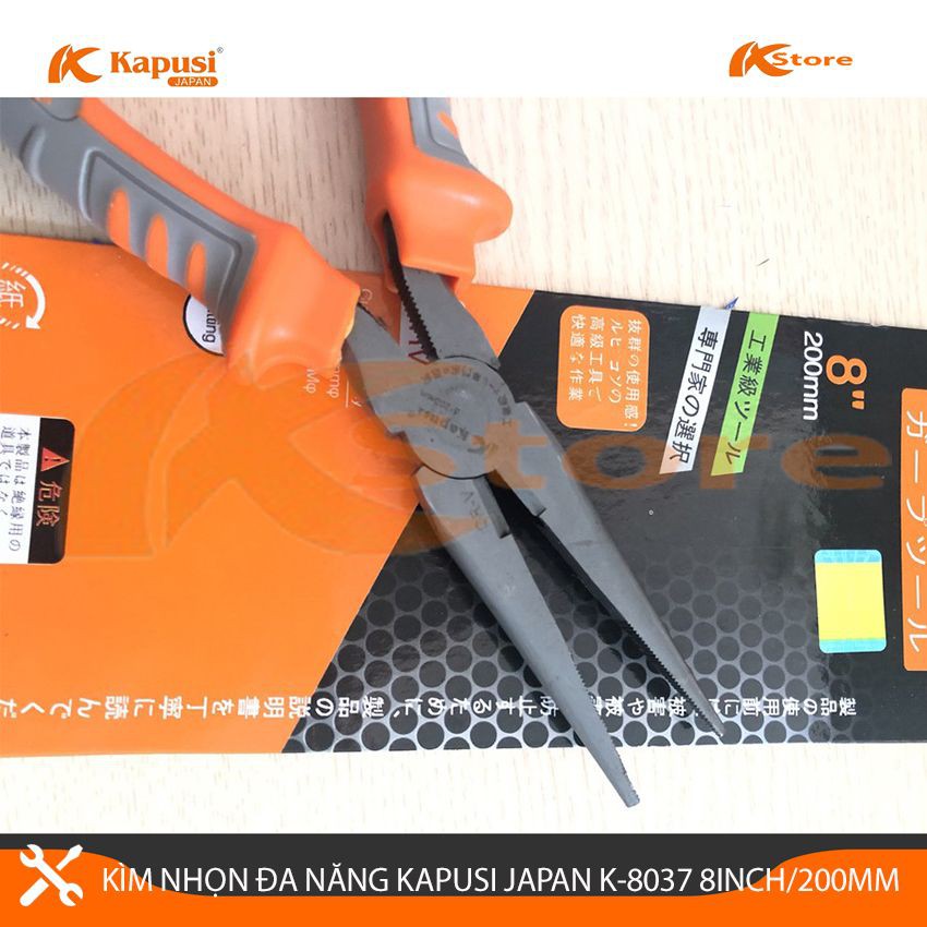 Kìm Nhọn Đa Năng Kapusi Japan 8inch/200mm Thép CRV Cao Cấp Siêu Bền, Kìm Cắt Dây Điện Kiểu Nhật