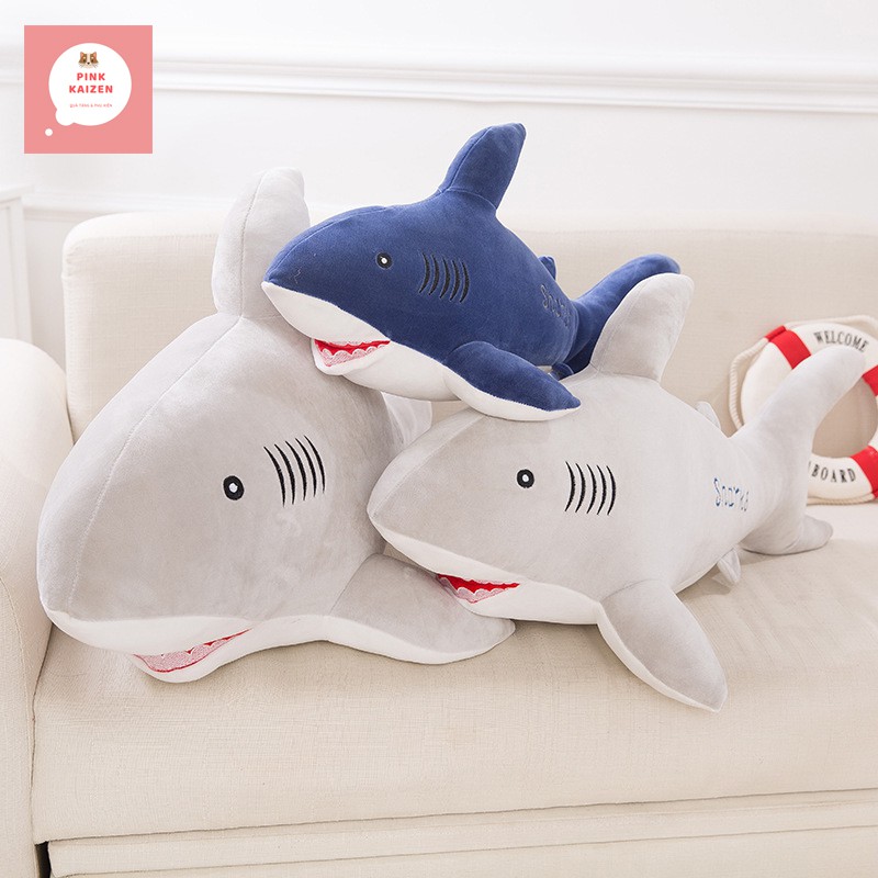 Gấu bông cá mập Shark 2 màu xanh đậm nhạt kích thước 50cm-1m Reply18