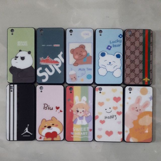 OPPO A37 - Ốp lưng nhựa kính cường lực in hình siêu dễ thương