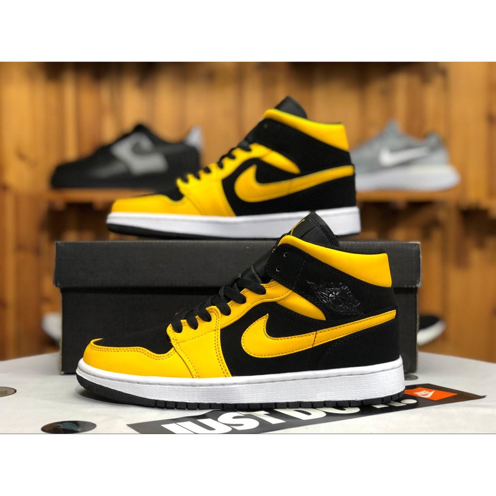 [Kuiss]giày nike nam Air Jordan 1 giày bóng rổ cao màu đen và vàng 554724 071