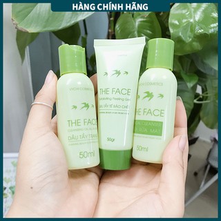 [SẢN PHẨM CHÍNH HÃNG] Bộ ba SKINCARE SỮA RỬA MẶT/GEL TẨY TẾ BÀO CHẾT/DẦU TẨY TRANG THEFACE-VYCHI chai nhỏ 50ml
