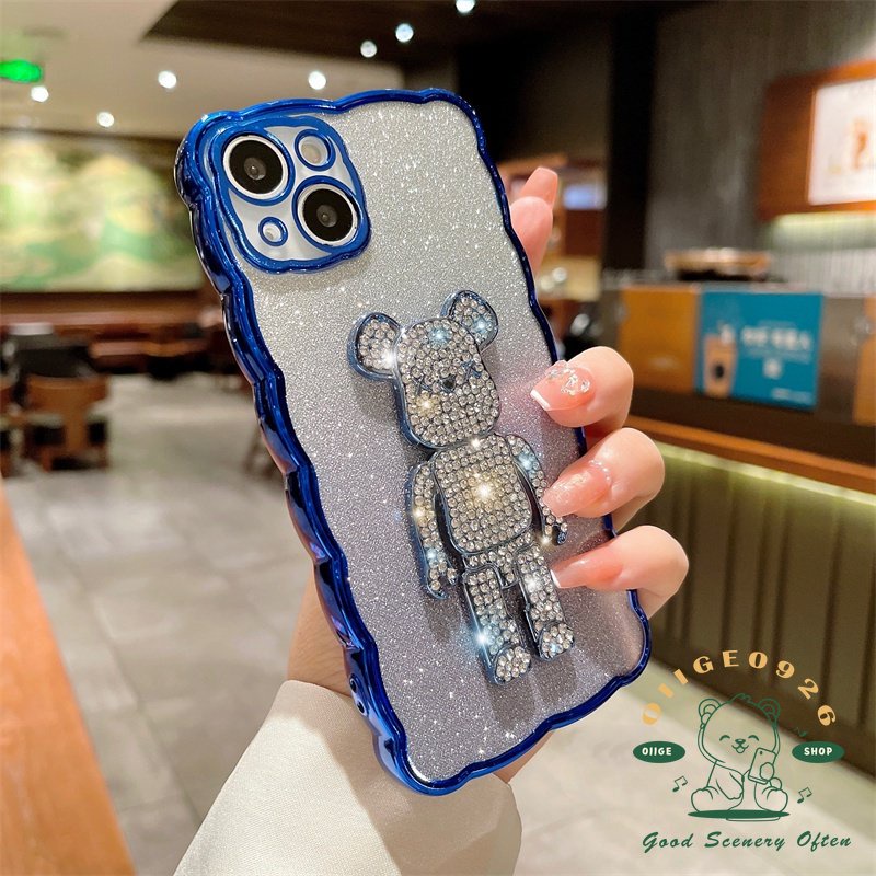 Mới Ốp Điện Thoại Viền Gợn Sóng Màu Gradient Lấp Lánh Cho iPhone 14 / 13 / 12 / 11 Pro Max