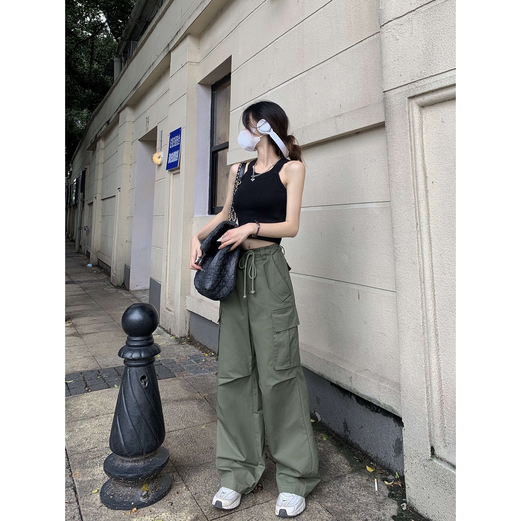 QADCOL Set Đồ Thể Thao Hai Mảnh Mùa Hè Gồm Áo Ba Lỗ Dáng Ngắn Màu Đen Ngọt Ngào Và Mát Mẻ Cho Nữ