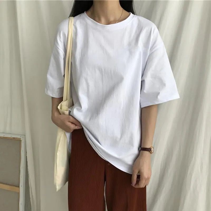 Korean Style Wide Short Sleeve T-shirt For Women