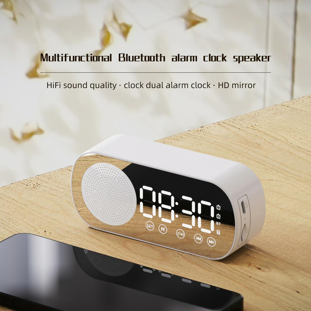 Loa đồng hồ đa chức năng G5, loa bluetooth mini kiêm đồng hồ, báo thức, nghe FM, hiện thị đèn led màn hình tráng gương