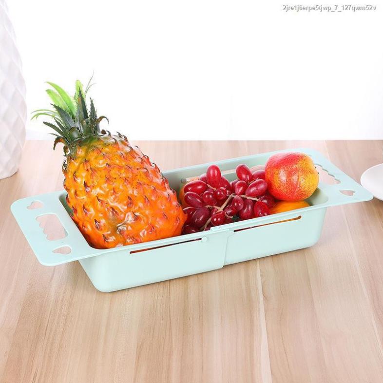 Rổ thoát nước bồn rửa chén có thể thu vào nhựa đựng hoa quả Giỏ trái cây kệ chậu < new i