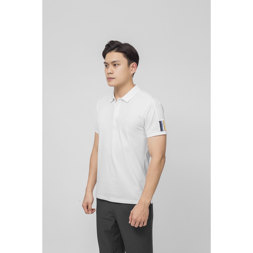 Áo thun polo nam Aristino APS001S9 phông ngắn tay có cổ bẻ dáng slim fit ôm nhẹ màu trắng trơn vải CVC cao cấp mềm mát